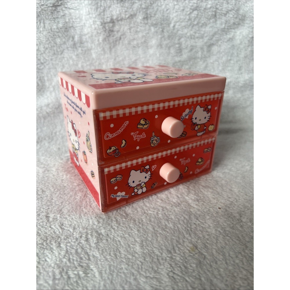 Hello Kitty Compact Desktop 2-Drawers Mini Trinket Organizer Storage Box Case